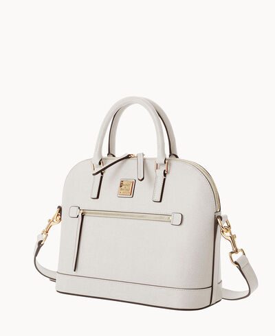 Saffiano Domed Zip Satchel