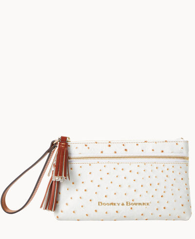 Ostrich Double Zip Wristlet