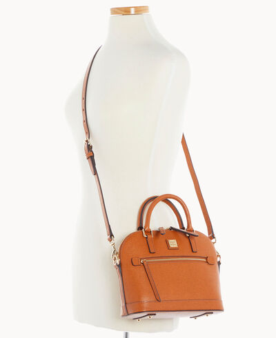 Saffiano Small Domed Zip Satchel