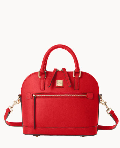 Saffiano Small Domed Zip Satchel