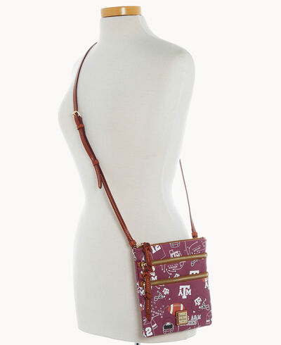 Collegiate Texas A& University North South Triple Zip Crossbody
