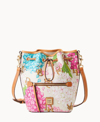 Hydrangea Monogram Small Drawstring Crossbody