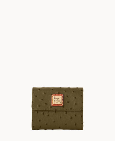 Ostrich Small Flap Credit Card Wallet