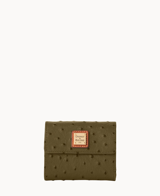 Ostrich Small Flap Credit Card Wallet