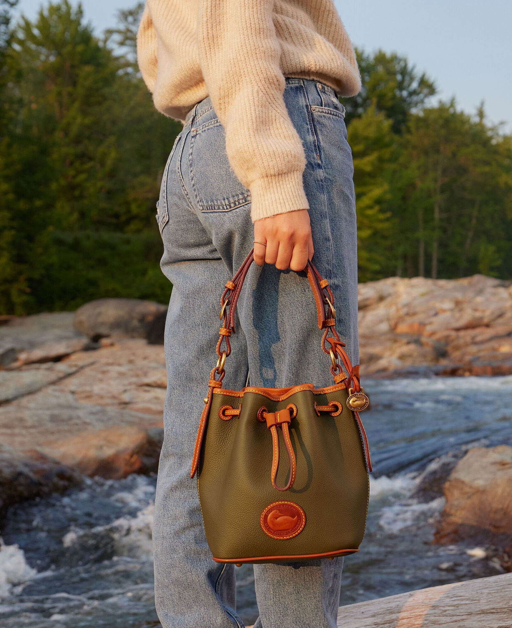 Vintage Dooney & Bourke All-Weather Leather Mini Drawstring  Shoulder-CrossBody Bag