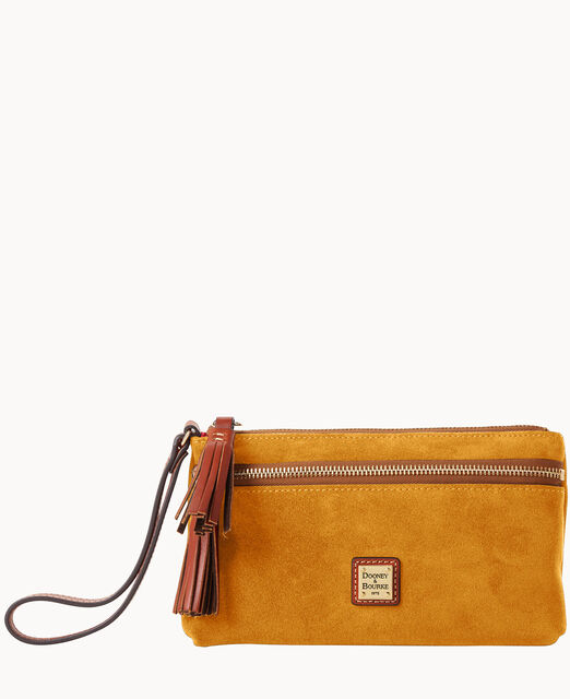 Suede Double Zip Wristlet