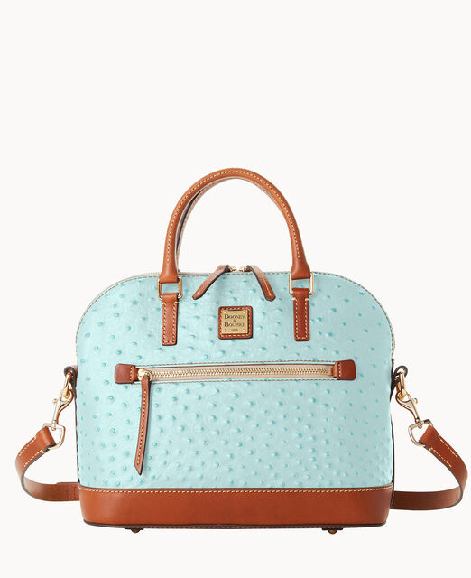 Ostrich Domed Zip Satchel