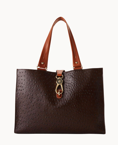 Ostrich Large Logo Lock Tote