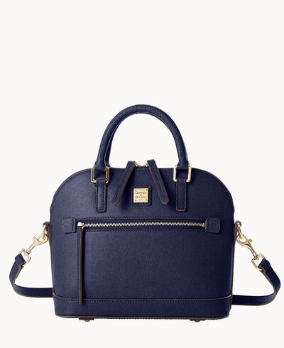 Saffiano Small Domed Zip Satchel