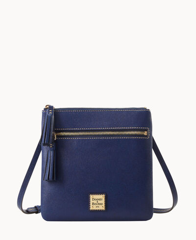 Saffiano Double Zip Tassel Crossbody