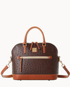 Ostrich Domed Zip Satchel