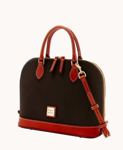 Pebble Grain Zip Zip Satchel