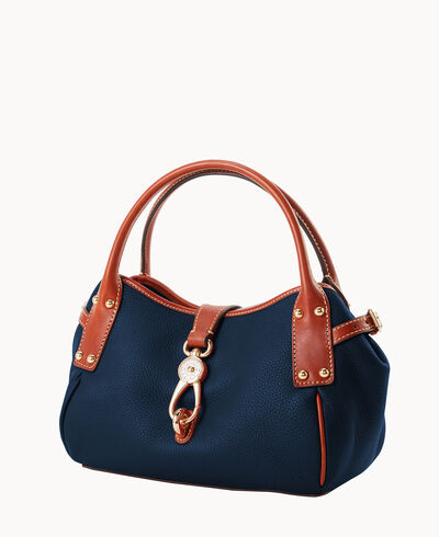 Pebble Grain Small Logo Lock Satchel