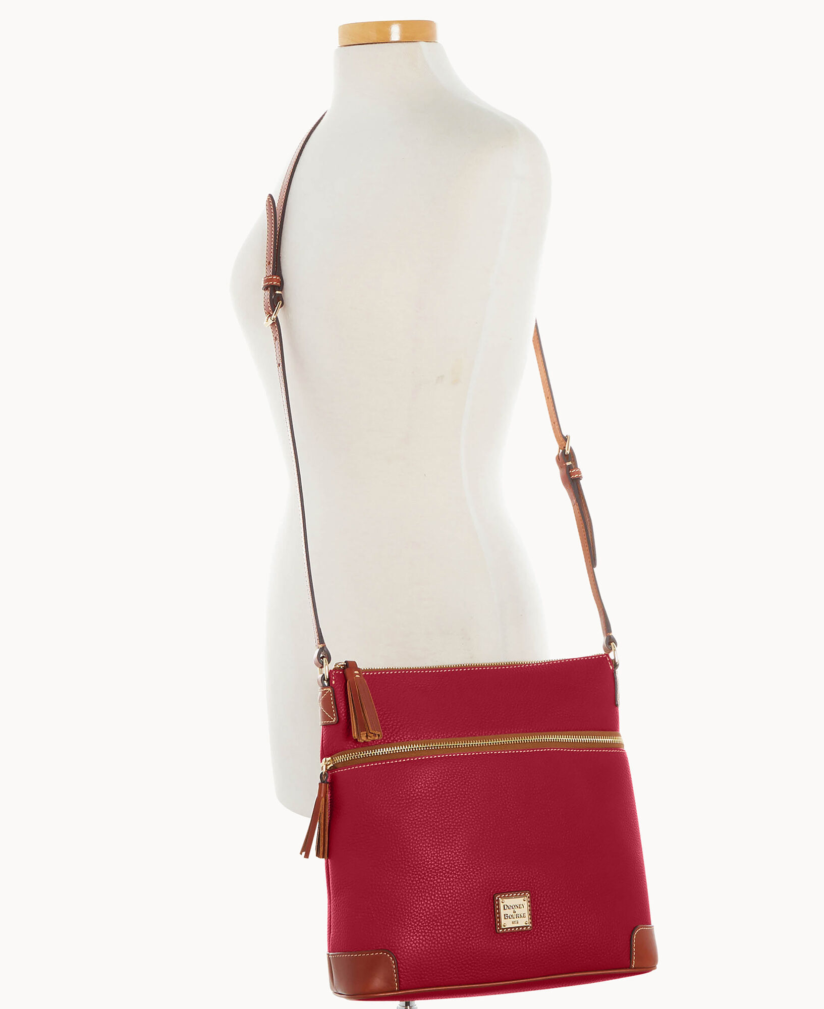 Dooney Bourke Women s Pebble Grain Large Tassel Crossbody Leather Shoulder Bag in Wine