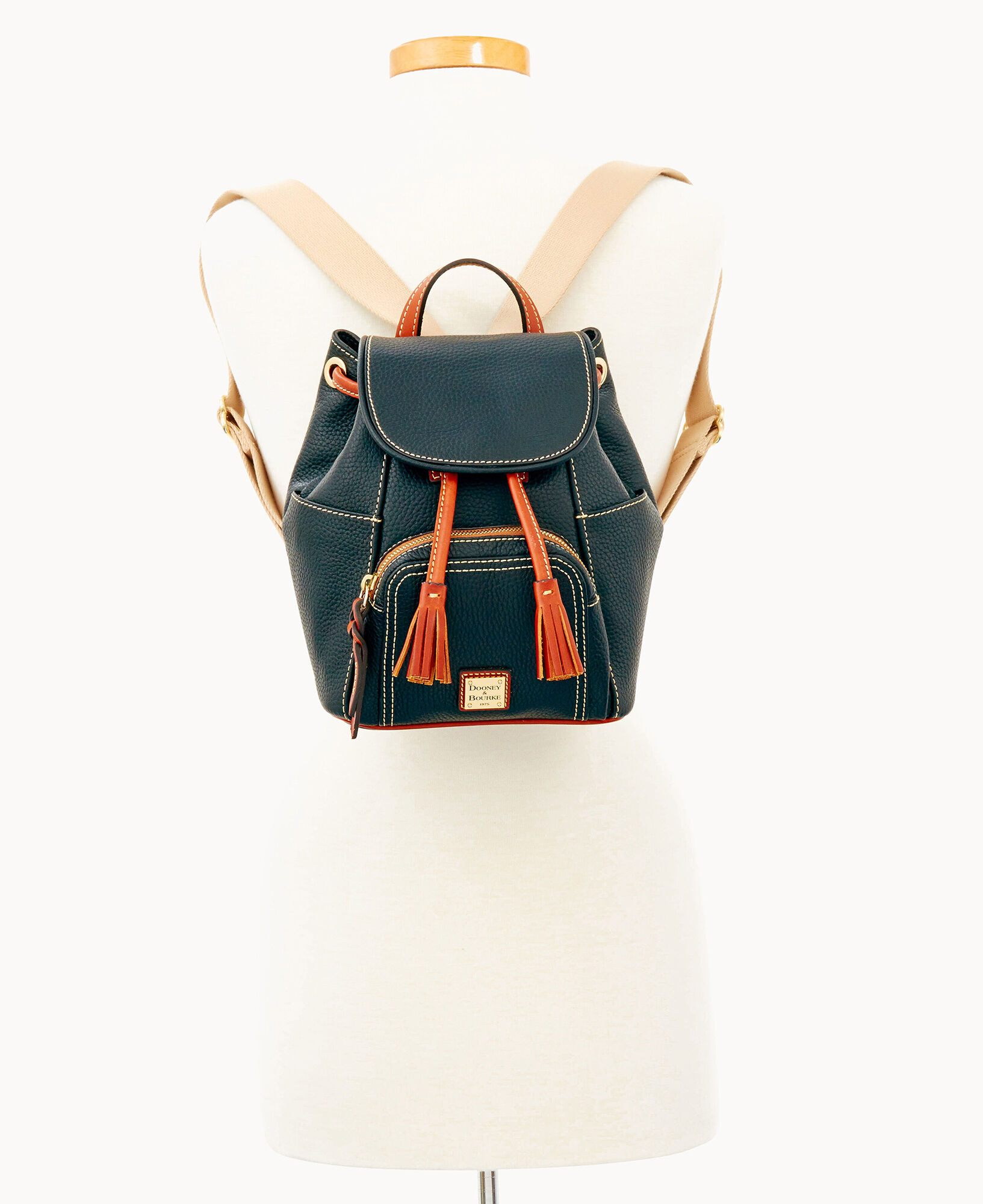 Dooney Bourke Pebble Grain Small Murphy Backpack Black Tan