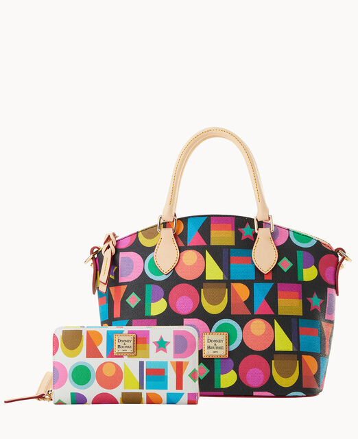 Art Deco Geena Satchel and Large Zip Around Wristlet