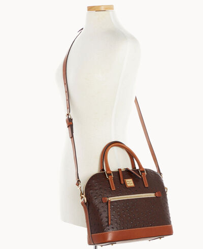 Ostrich Domed Zip Satchel