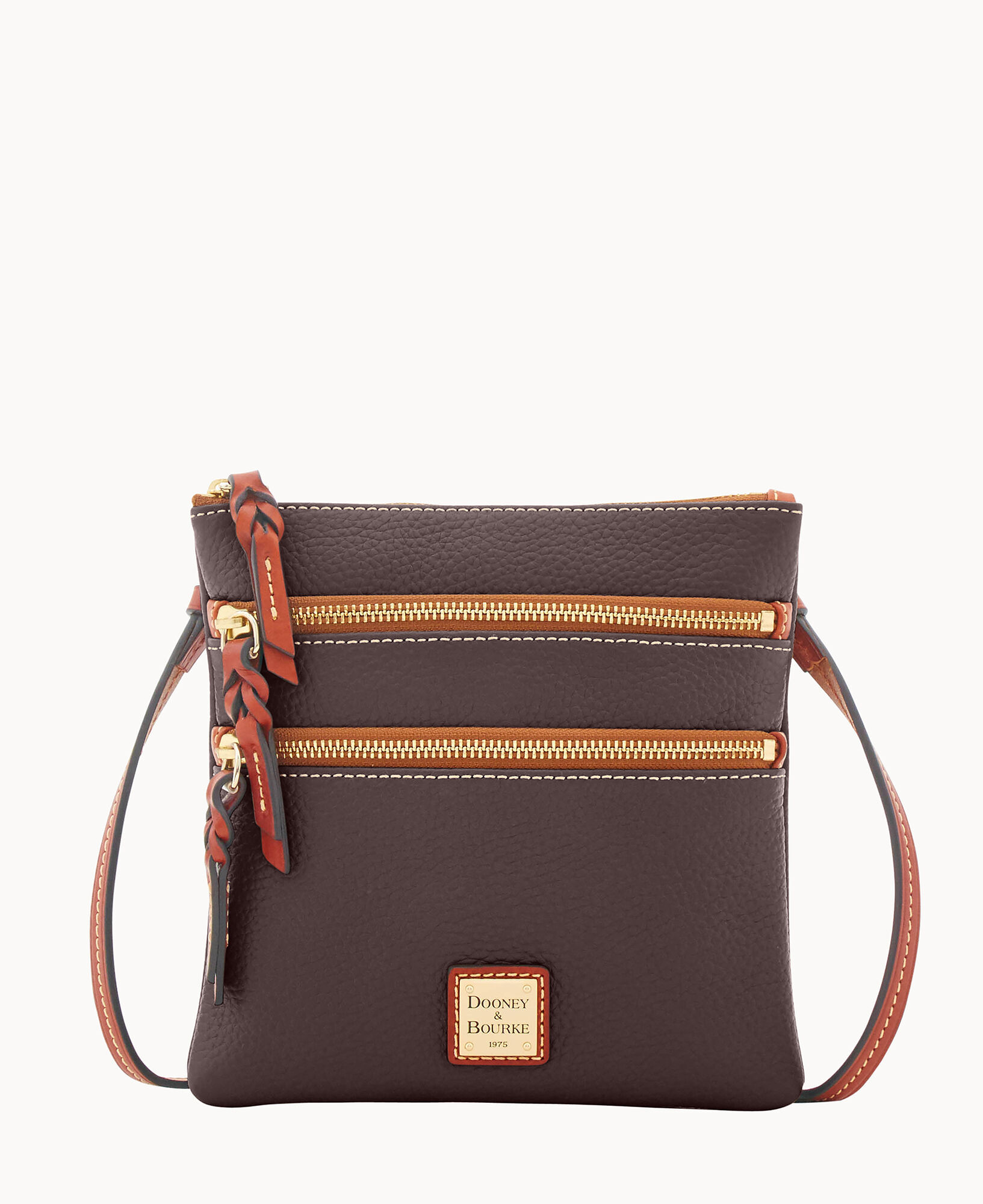 Dooney and bourke pebble leather triple zip crossbody new arrivals