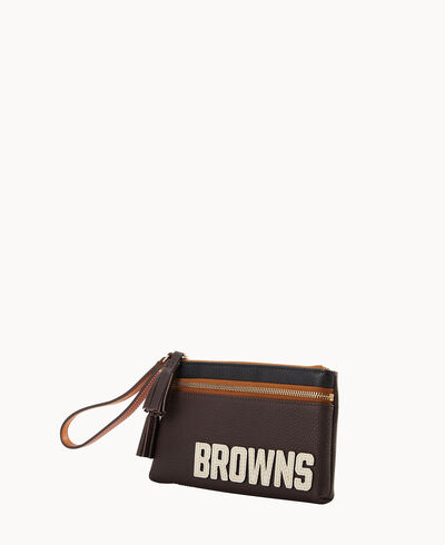 NFL Browns Double Zip Wristlet