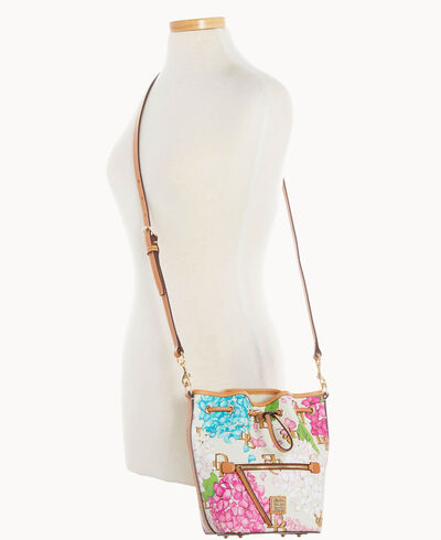 Hydrangea Monogram Small Drawstring Crossbody