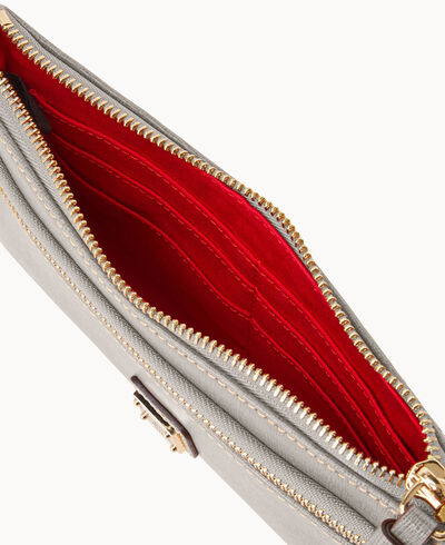 Saffiano Double Zip Wristlet