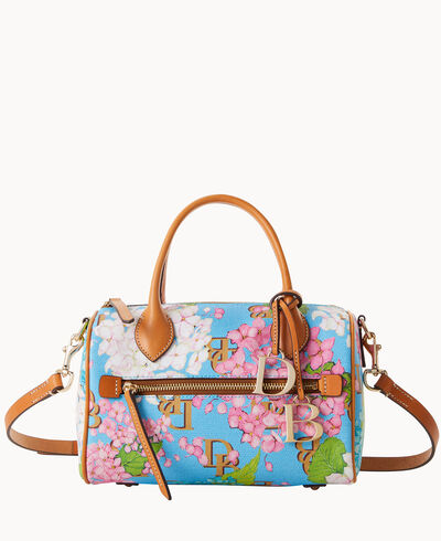 Hydrangea Monogram Barrel Satchel