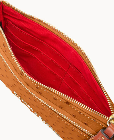 Ostrich Double Zip Wristlet