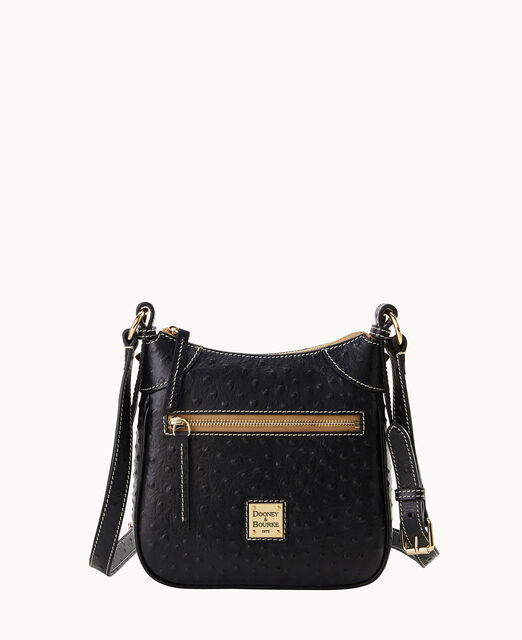Ostrich Front Zip Crossbody