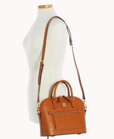 Saffiano Domed Zip Satchel