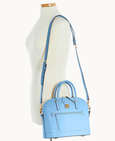 Saffiano Domed Zip Satchel