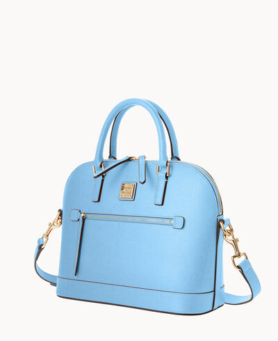 Saffiano Domed Zip Satchel