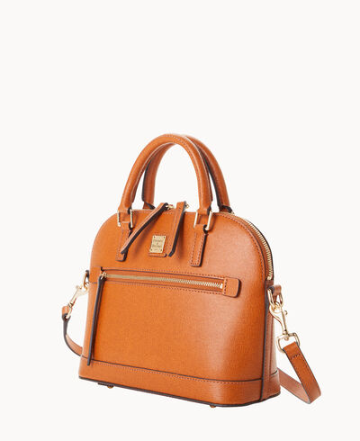 Saffiano Small Domed Zip Satchel