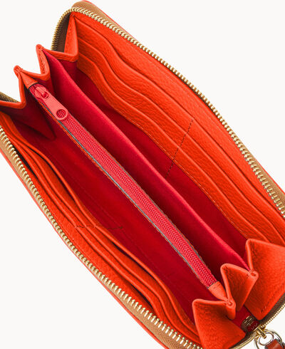 Pebble Grain Large Zip Around Wristlet