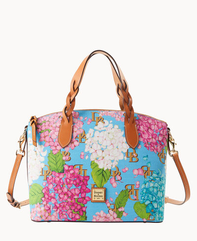 Hydrangea Monogram Celeste Satchel