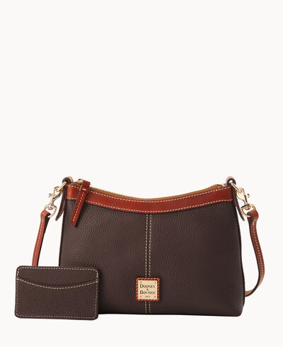 Pebble Grain Crossbody Pouch With Business Card Case