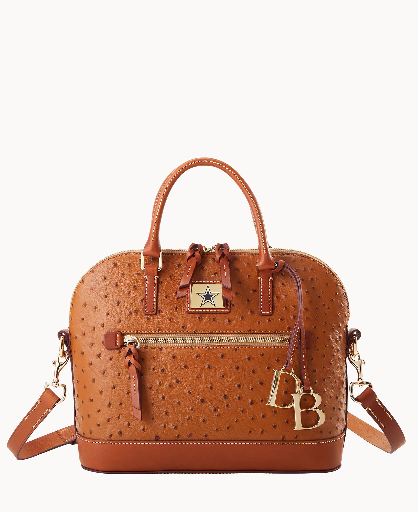 Dooney Bourke Women s NFL Cowboys Domed Zip Satchel Bag in Caramel