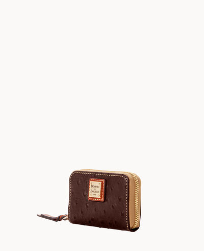 Ostrich Large Zip Around Credit Card Case