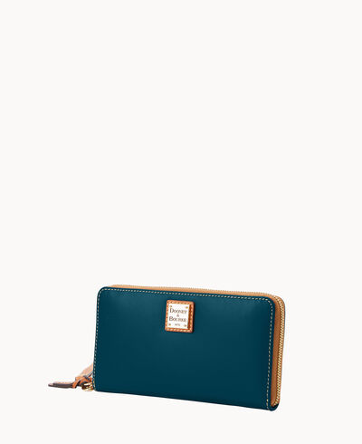 Wexford Leather Large Zip Around Wristlet Crossbody
