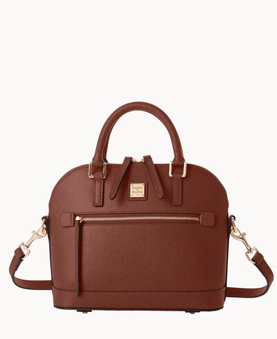 Saffiano Small Domed Zip Satchel