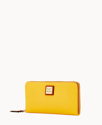 Pebble Grain Large Zip Around Wristlet