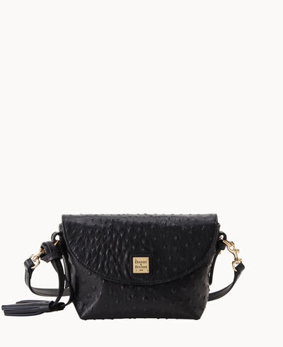 Ostrich Crossbody Saddle Bag