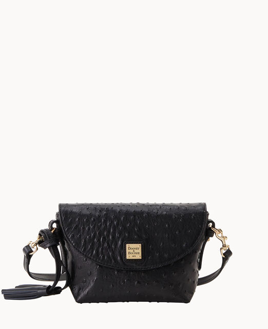 Ostrich Crossbody Saddle Bag