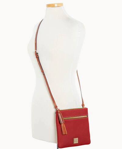 Pebble Grain Double Zip Tassel Crossbody