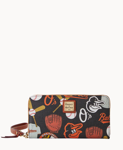 MLB Orioles Large Zip Around Wristlet