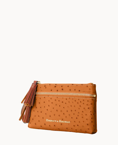 Ostrich Double Zip Wristlet