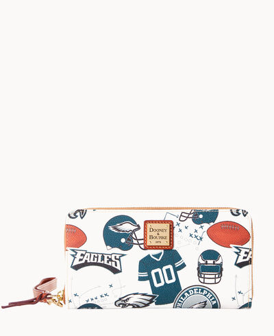 NFL Eagles Large Zip Around Wristlet