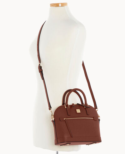 Saffiano Small Domed Zip Satchel