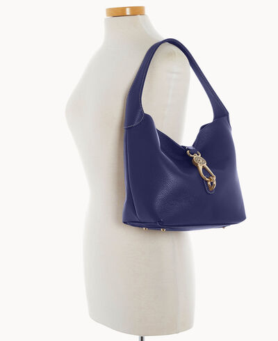 Lucca Leather Logo Lock Hobo