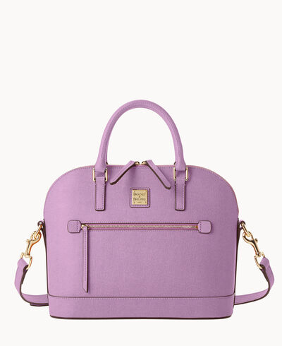 Saffiano Domed Zip Satchel