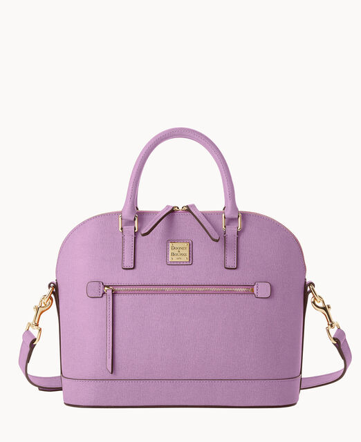 Saffiano Domed Zip Satchel